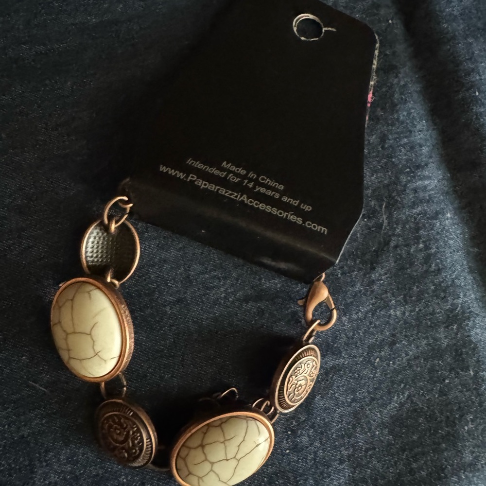 Paparazzi Brown and Cream Textured Bracelet
